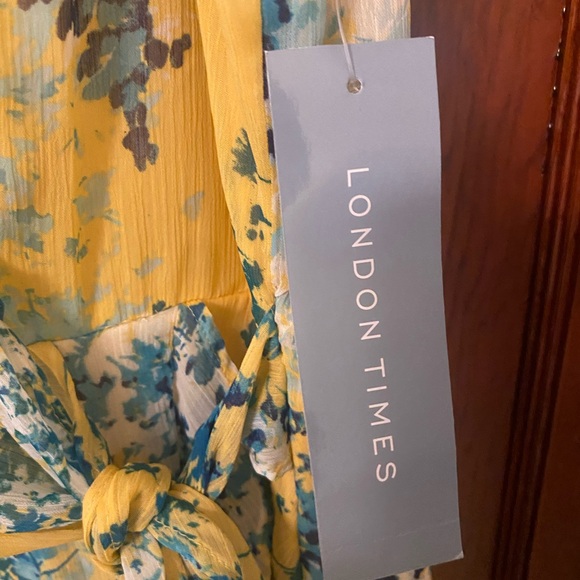 London Times US 18 floral dress yellow - Picture 4 of 5